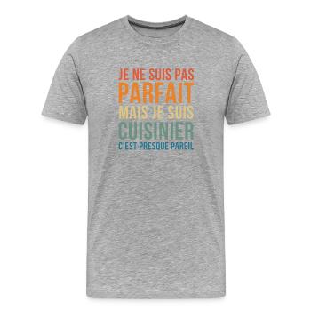 Ein perfekter Koch - Männer Premium Bio T-Shirt - Grau meliert - Vorne - Damien (186cm)