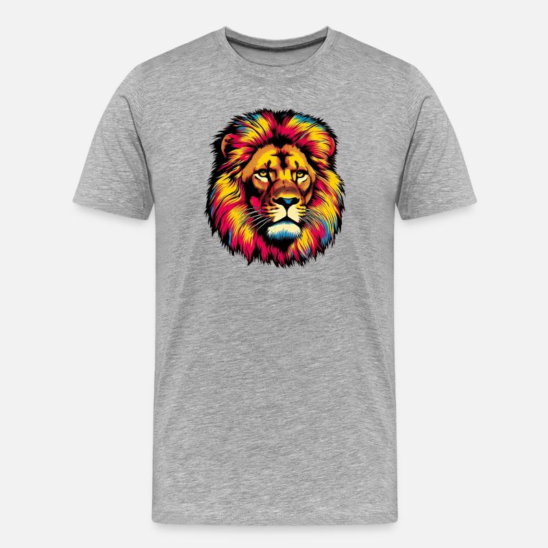 Löwe - Männer Premium Bio T-Shirt - Grau meliert