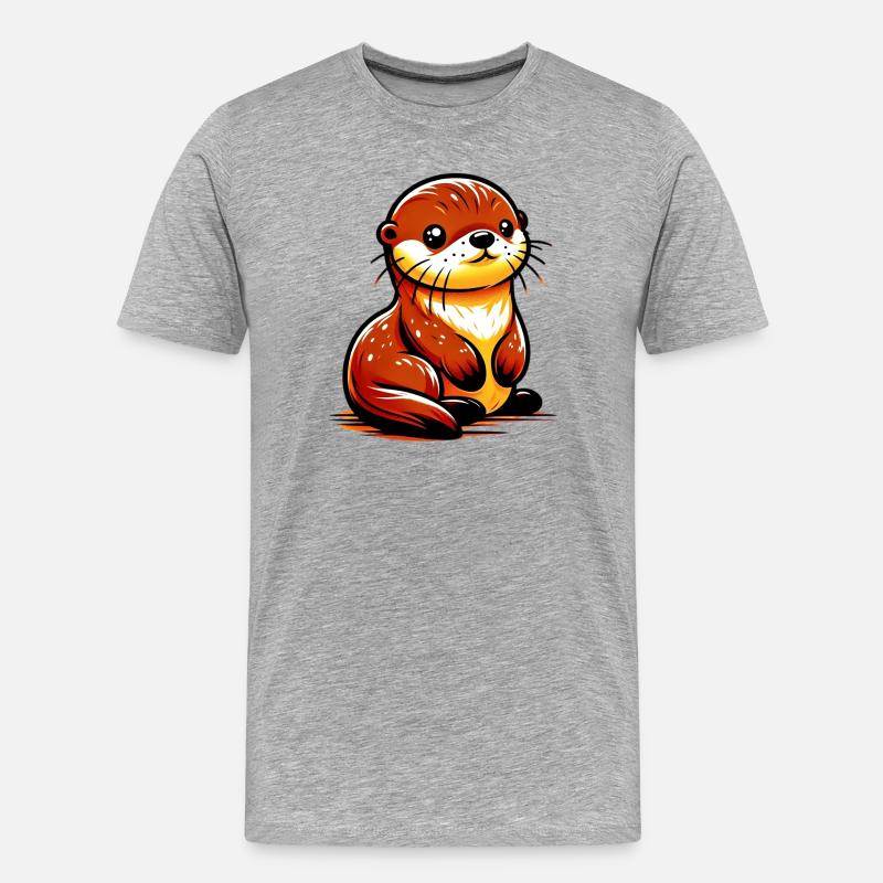 Otter - Männer Premium Bio T-Shirt - Grau meliert