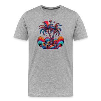 Palmen - Männer Premium Bio T-Shirt - Grau meliert - Vorne - Damien (186cm)