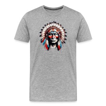Amerikanischer Indianer Amerikanische Rote Haut - Männer Premium Bio T-Shirt - Grau meliert - Vorne - Damien (186cm)