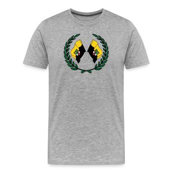 Fahnen Sachsen Anhalt Lorbeerkranz - Männer Premium Bio T-Shirt - Grau meliert - Vorne - Damien (186cm)