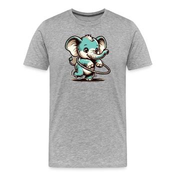 Cute cartoon elephant with hula hubs - Men's Premium Organic T-Shirt - heather grey - Front - Damien (186cm)