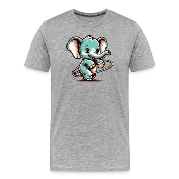 Cute cartoon elephant with hula hubs - Men's Premium Organic T-Shirt - heather grey - Front - Damien (186cm)
