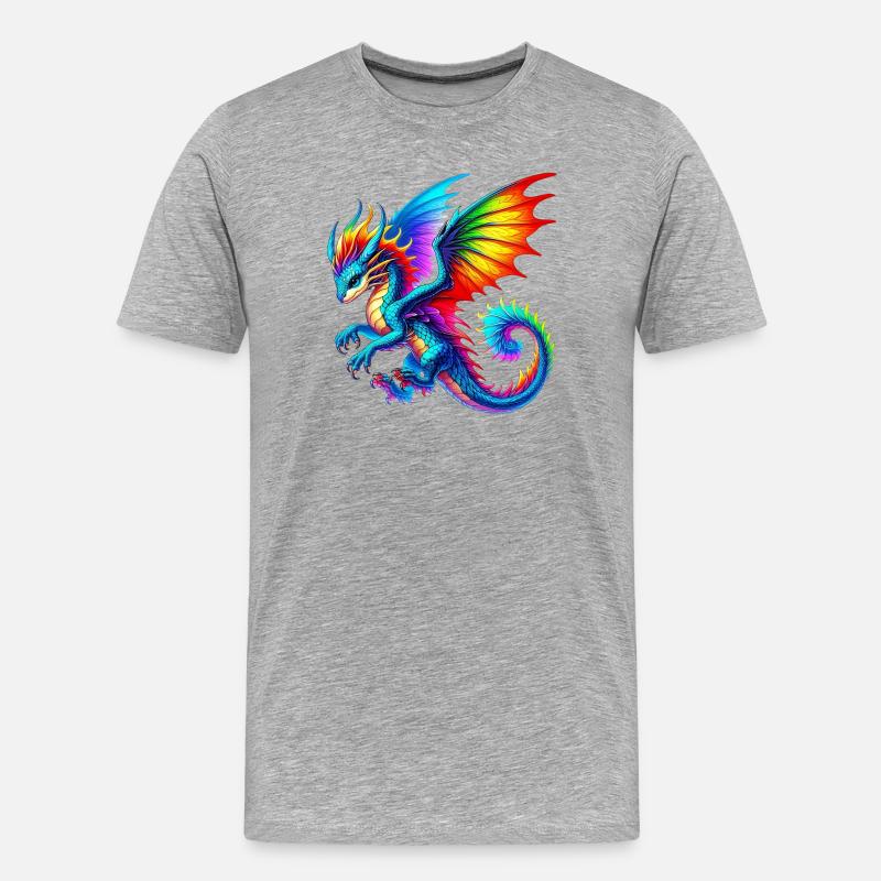 Drache - Männer Premium Bio T-Shirt - Grau meliert