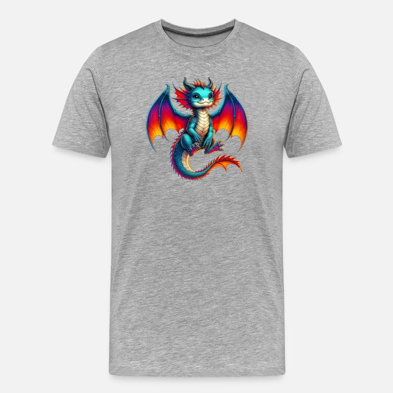 Drache - Männer Premium Bio T-Shirt - Grau meliert