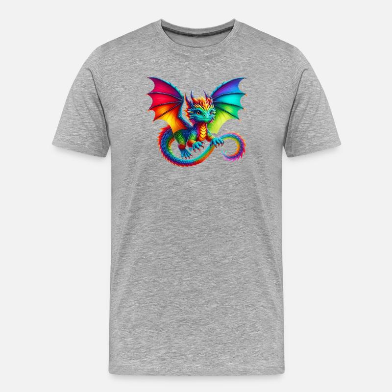 Drache - Männer Premium Bio T-Shirt - Grau meliert
