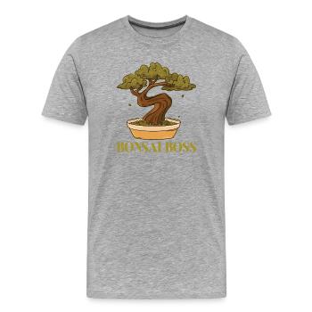 Bonsai Bosss - Männer Premium Bio T-Shirt - Grau meliert - Vorne - Damien (186cm)