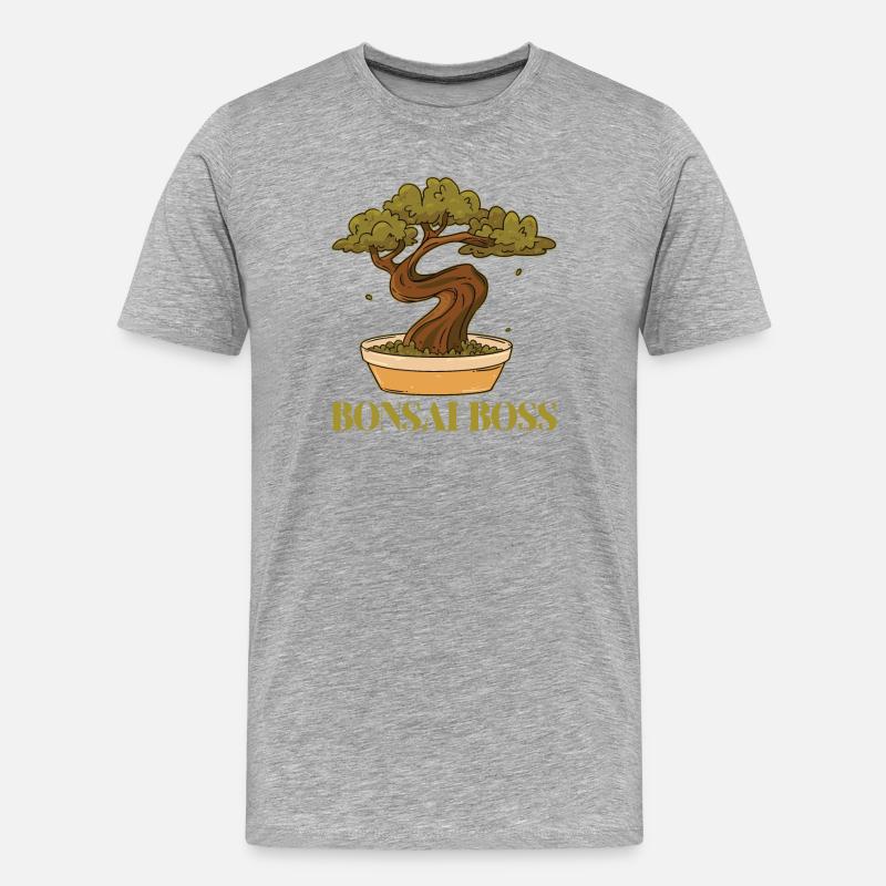 Bonsai Bosss - Männer Premium Bio T-Shirt - Grau meliert