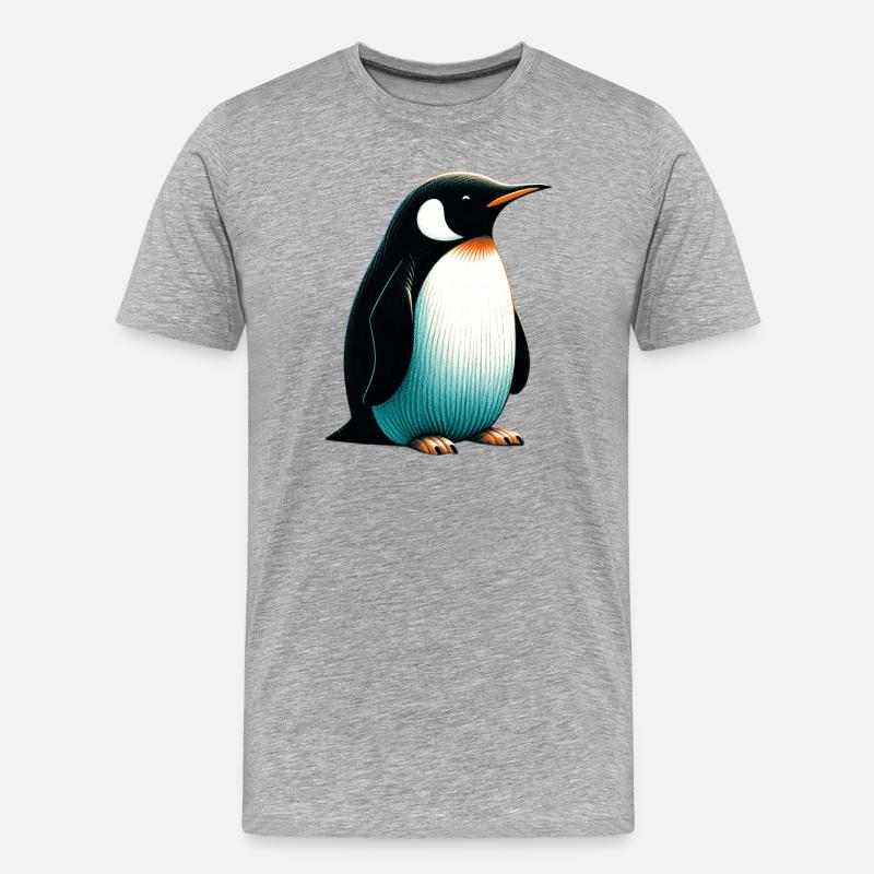 Pinguin - Männer Premium Bio T-Shirt - Grau meliert
