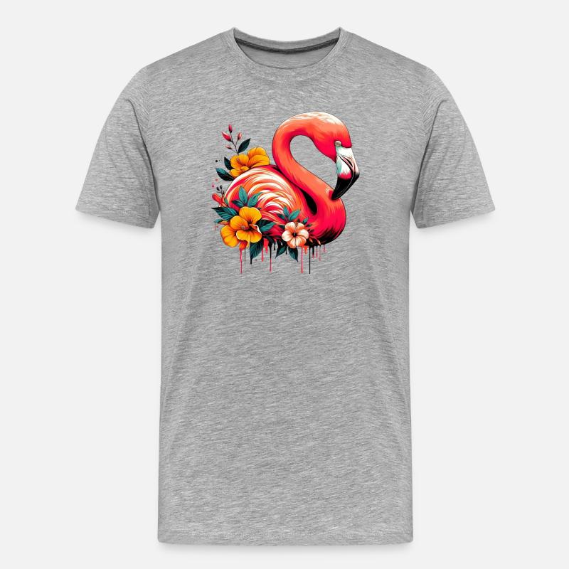 Flamingo - Männer Premium Bio T-Shirt - Grau meliert