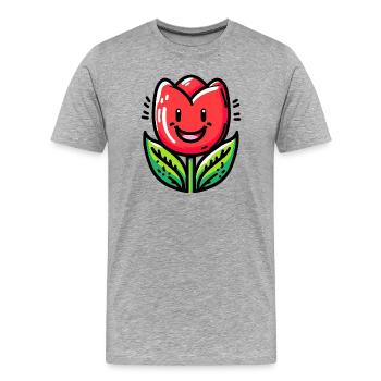 Tulipe - T-shirt bio Premium Homme - gris chiné - Devant - Damien (186cm)