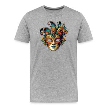 Masque du Carnaval de Venise - T-shirt bio Premium Homme - gris chiné - Devant - Damien (186cm)