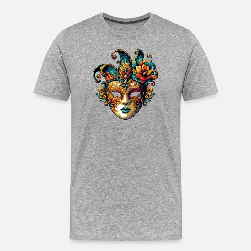 Masque du Carnaval de Venise - T-shirt bio Premium Homme - gris chiné