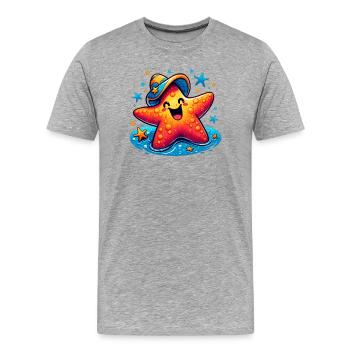 Étoile de mer - T-shirt bio Premium Homme - gris chiné - Devant - Damien (186cm)