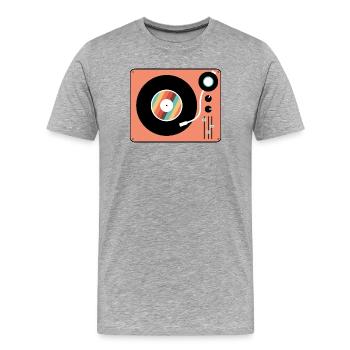 Retro Plattenspieler Vintage Vinyl Plattenspieler - Männer Premium Bio T-Shirt - Grau meliert - Vorne - Damien (186cm)