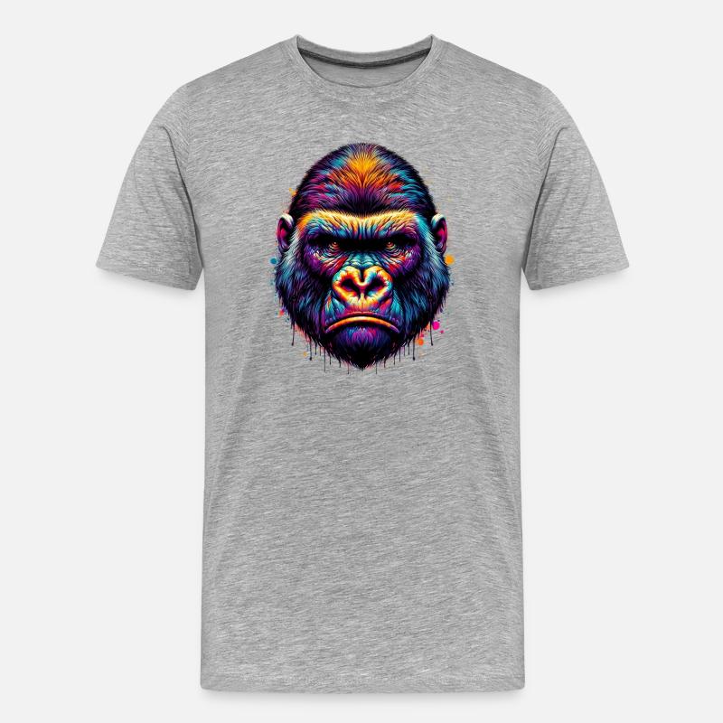 Gorilla - Männer Premium Bio T-Shirt - Grau meliert