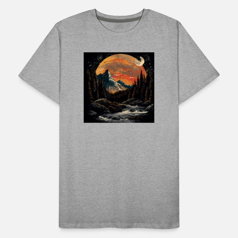 Setting Mountains and Forest at Night Men's Premium Organic T-Shirt