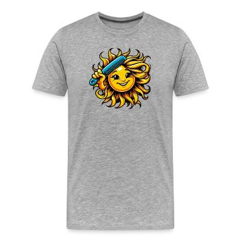 Sonne - Männer Premium Bio T-Shirt - Grau meliert - Vorne - Damien (186cm)