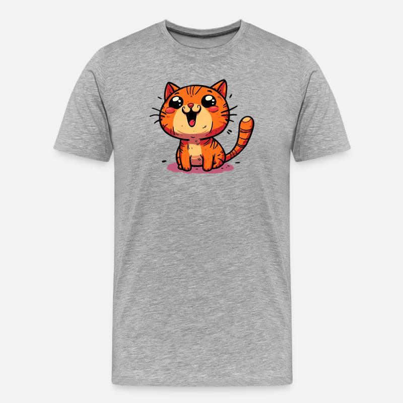 Katze - Männer Premium Bio T-Shirt - Grau meliert