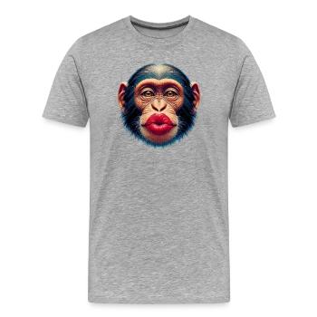 Monkey Kiss - Men's Premium Organic T-Shirt - heather grey - Front - Damien (186cm)