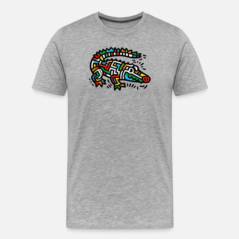 Alligator-Krokodil - Männer Premium Bio T-Shirt - Grau meliert