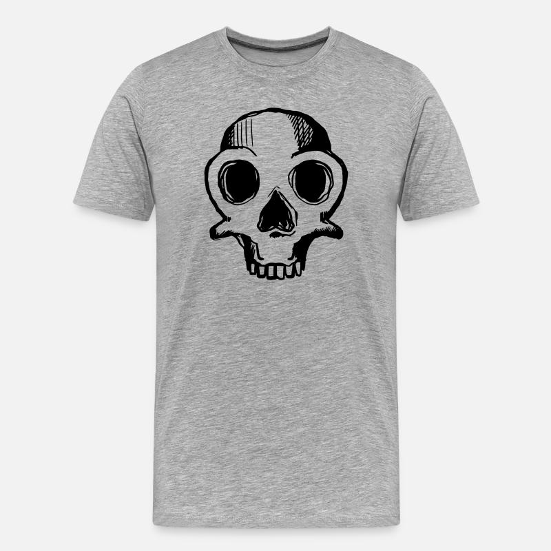 skull 1c - Männer Premium Bio T-Shirt - Grau meliert