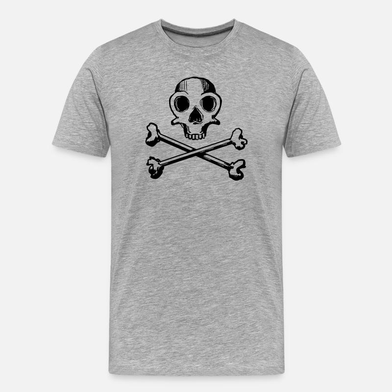 Skull and Bones 1c - Männer Premium Bio T-Shirt - Grau meliert