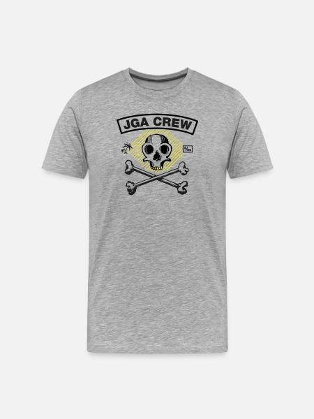 JGA Crew - Skull and Bones - Männer Premium Bio T-Shirt - Grau meliert