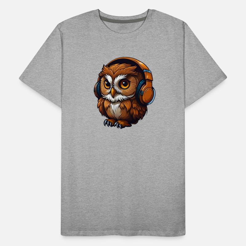 Eule mit Kopfhörern Männer Premium Bio T-Shirt