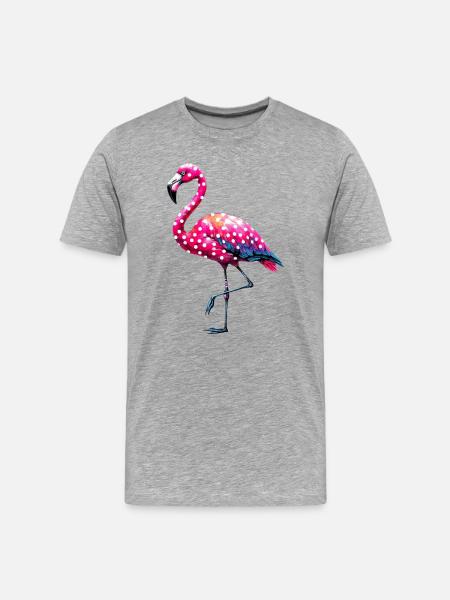 Gepunkteter Flamingo - Männer Premium Bio T-Shirt - Grau meliert