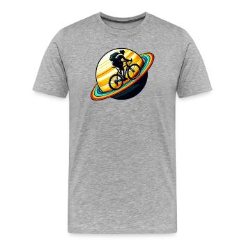 Cycliste sur Saturne - T-shirt bio Premium Homme - gris chiné - Devant - Damien (186cm)