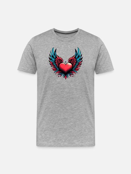 Heart with Wings - Men's Premium Organic T-Shirt - heather grey