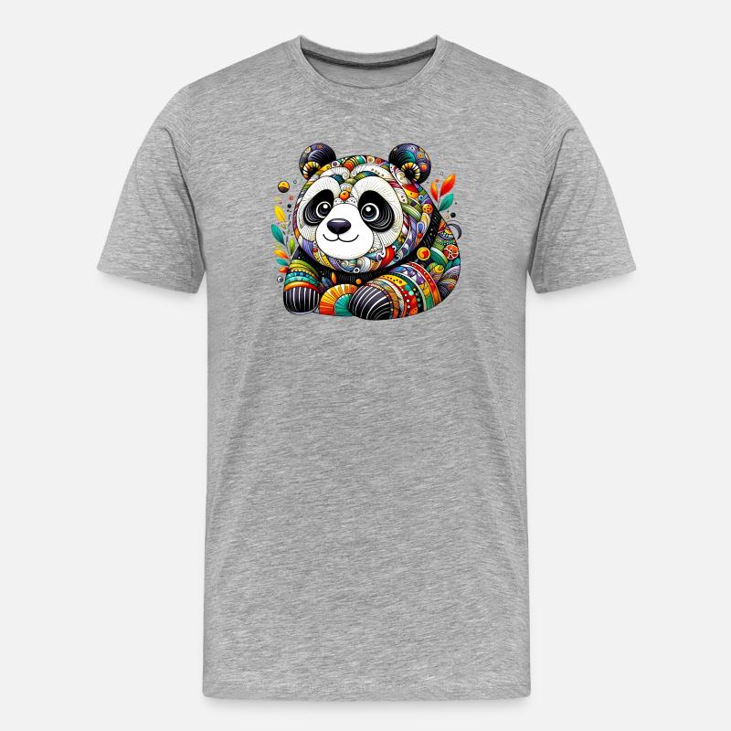 Panda - Männer Premium Bio T-Shirt - Grau meliert