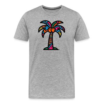 Palme - Männer Premium Bio T-Shirt - Grau meliert - Vorne - Damien (186cm)