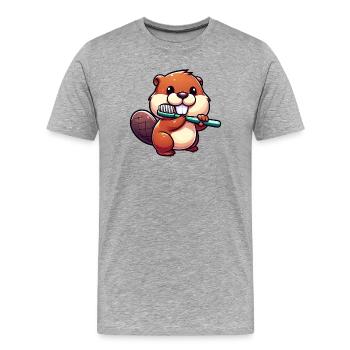 Bieber - Männer Premium Bio T-Shirt - Grau meliert - Vorne - Damien (186cm)