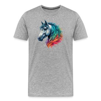 Cheval - T-shirt bio Premium Homme - gris chiné - Devant - Damien (186cm)