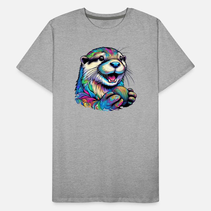Otter with Shell Men's Premium Organic T-Shirt