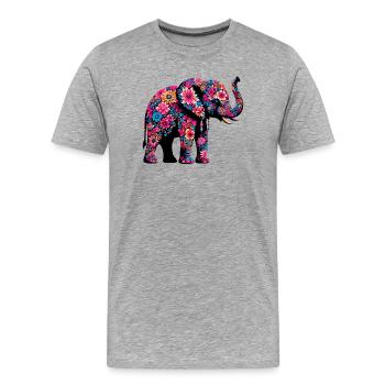 Éléphant - T-shirt bio Premium Homme - gris chiné - Devant - Damien (186cm)