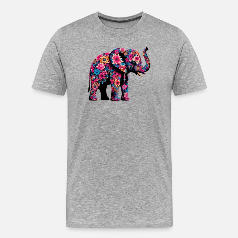 Elefant - Männer Premium Bio T-Shirt - Grau meliert