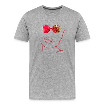 Abstrakte Kunst mit Sonnenbrille und roten Lippen - Männer Premium Bio T-Shirt - Grau meliert - Vorne - Damien (186cm)