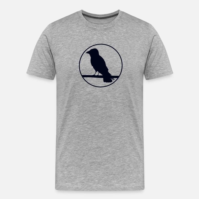 Krähe auf Ast - Männer Premium Bio T-Shirt - Grau meliert