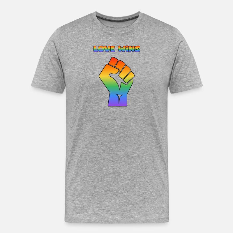Liebe siegt Pride-Faust Regenbogen - Männer Premium Bio T-Shirt - Grau meliert