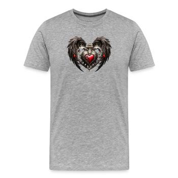 A stunning Gothic heart with elegant wings - Men's Premium Organic T-Shirt - heather grey - Front - Damien (186cm)