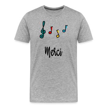 MERCI. MAÎTRESSE. MAÎTRE. MERCI MAÎTRESSE - T-shirt bio Premium Homme - gris chiné - Devant - Damien (186cm)