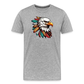American Indian Eagle American Red Skin - Men's Premium Organic T-Shirt - heather grey - Front - Damien (186cm)