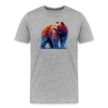 Bär - Männer Premium Bio T-Shirt - Grau meliert - Vorne - Damien (186cm)