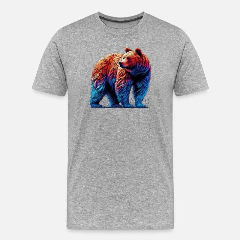Bär - Männer Premium Bio T-Shirt - Grau meliert