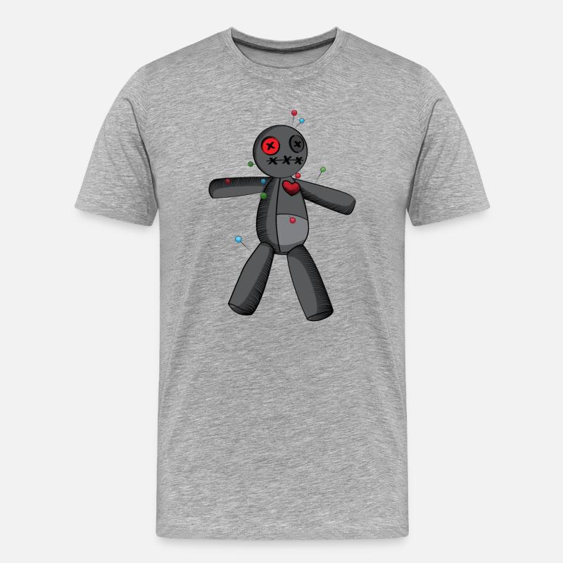 Phasmophobia Voodoo Puppe in schwarz - Männer Premium Bio T-Shirt - Grau meliert
