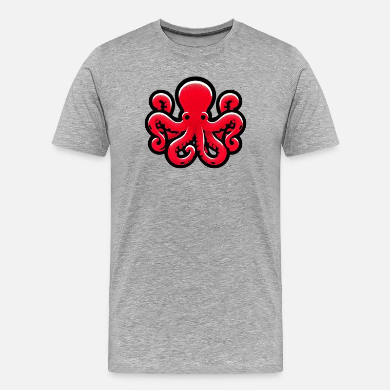 Krake - Männer Premium Bio T-Shirt - Grau meliert